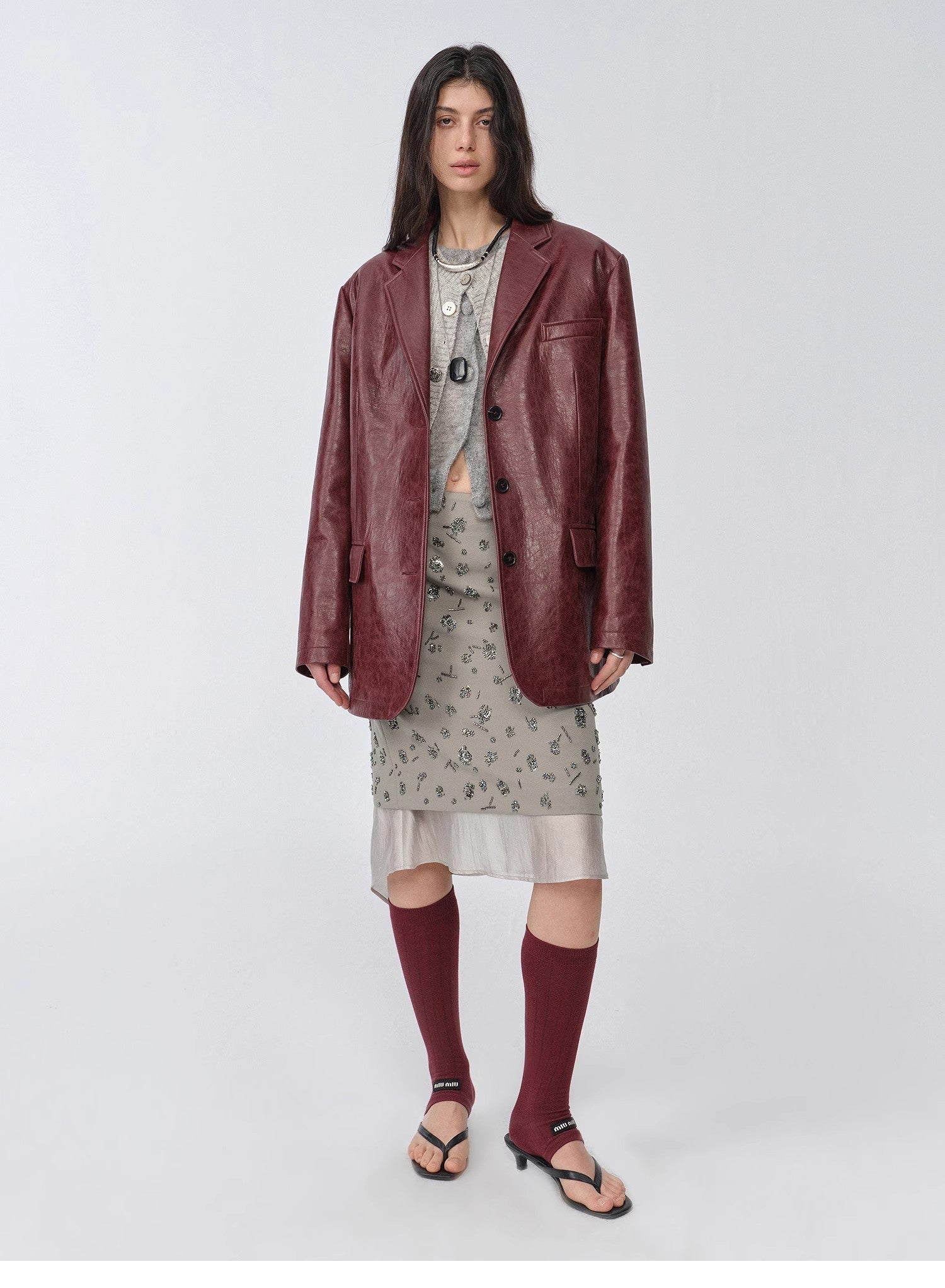 "Flowers and Her" irregular hand - embroidered sequin skirt - variant_title