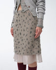 "Flowers and Her" irregular hand - embroidered sequin skirt - variant_title