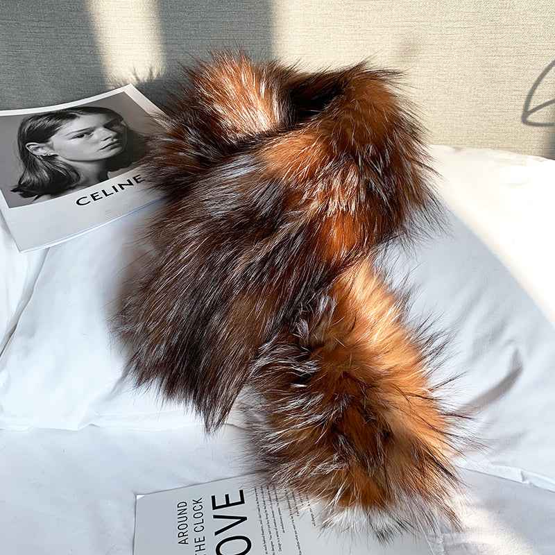Fox Fur Knitted Scarf Warm Double - Sided Fur Neck Scarf - variant_title