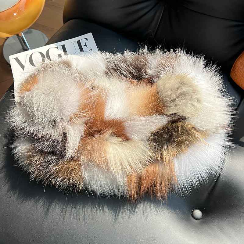 Fox fur scarf autumn and winter thickened warm pullover neck scarf - variant_title
