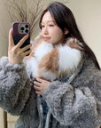 Fox fur scarf autumn and winter thickened warm pullover neck scarf - variant_title