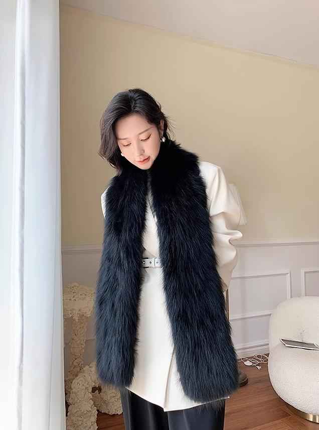 Fox Fur Scarf Extra Long Braided Fur Collar Autumn and Winter Warmth Extra Long Real Fur Scarf Women - variant_title