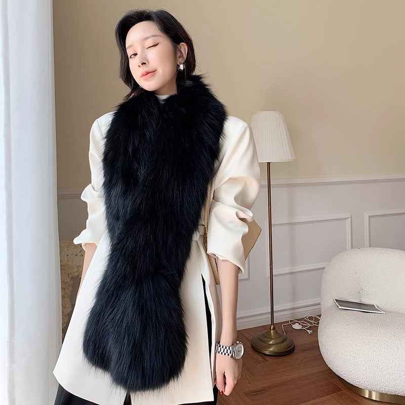 Fox Fur Scarf Extra Long Braided Fur Collar Autumn and Winter Warmth Extra Long Real Fur Scarf Women - variant_title
