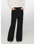 "Free to run away" miu style fake two - piece workwear micro - flared casual pants low - waist slim zipper trousers for women - variant_title