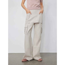 "Free to run away" miu style fake two - piece workwear micro - flared casual pants low - waist slim zipper trousers for women - variant_title