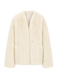 Freezing Point Rum classic white Italian Toscana shearling coat product cutout