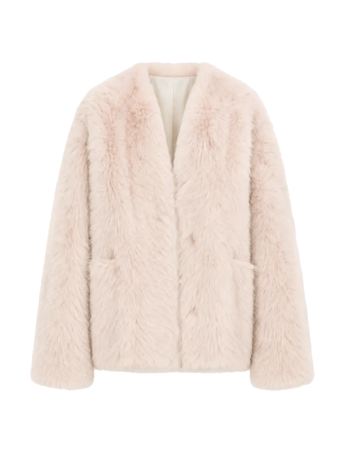Freezing Point Rum dirty pink Italian Toscana shearling V-neck coat product cutout