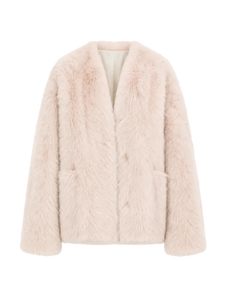 Freezing Point Rum dirty pink Italian Toscana shearling V-neck coat product cutout