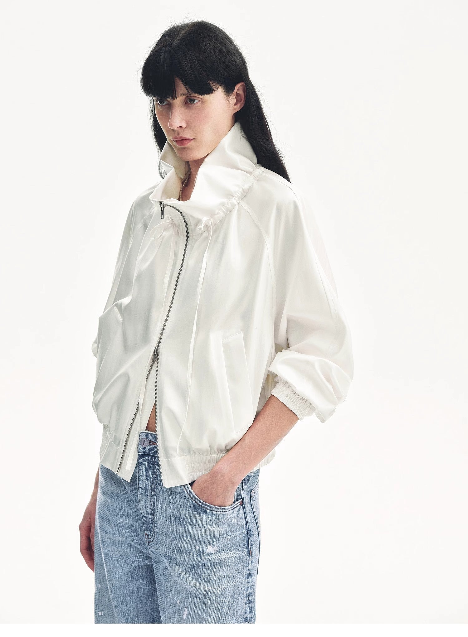 "Front Page Daily" drawstring raglan sleeve straight collar jacket summer - variant_title