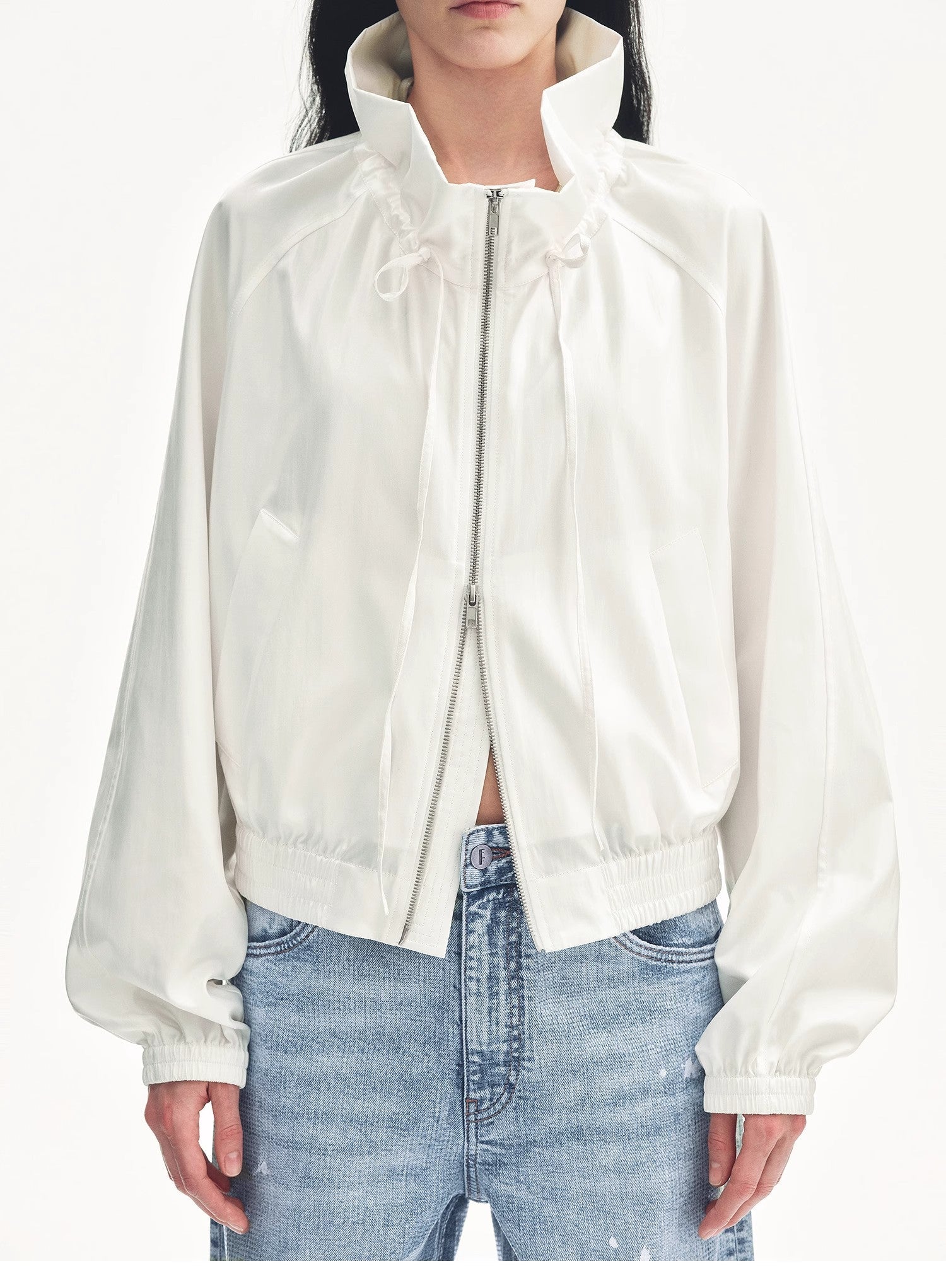 "Front Page Daily" drawstring raglan sleeve straight collar jacket summer - variant_title