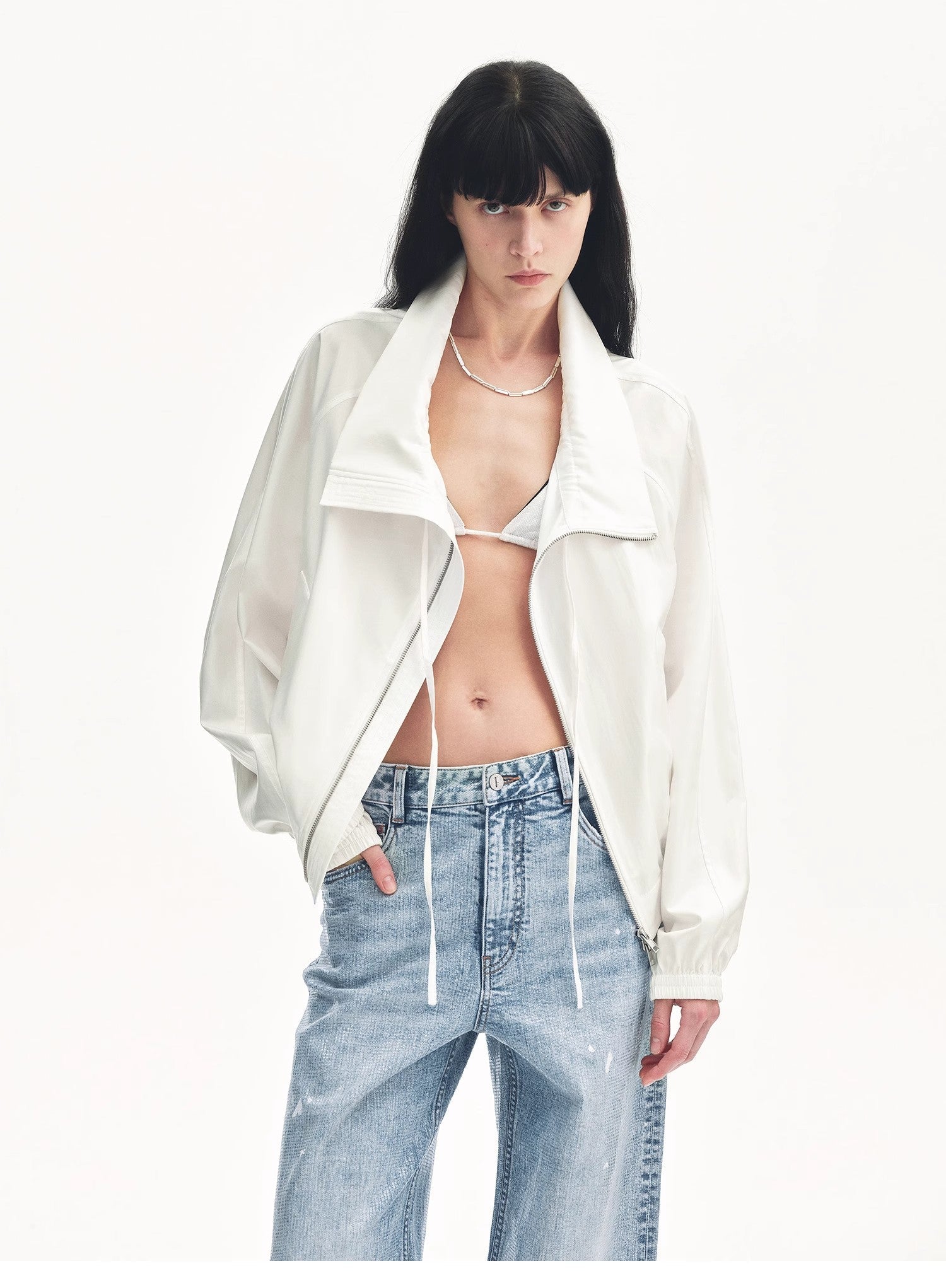 "Front Page Daily" drawstring raglan sleeve straight collar jacket summer - variant_title