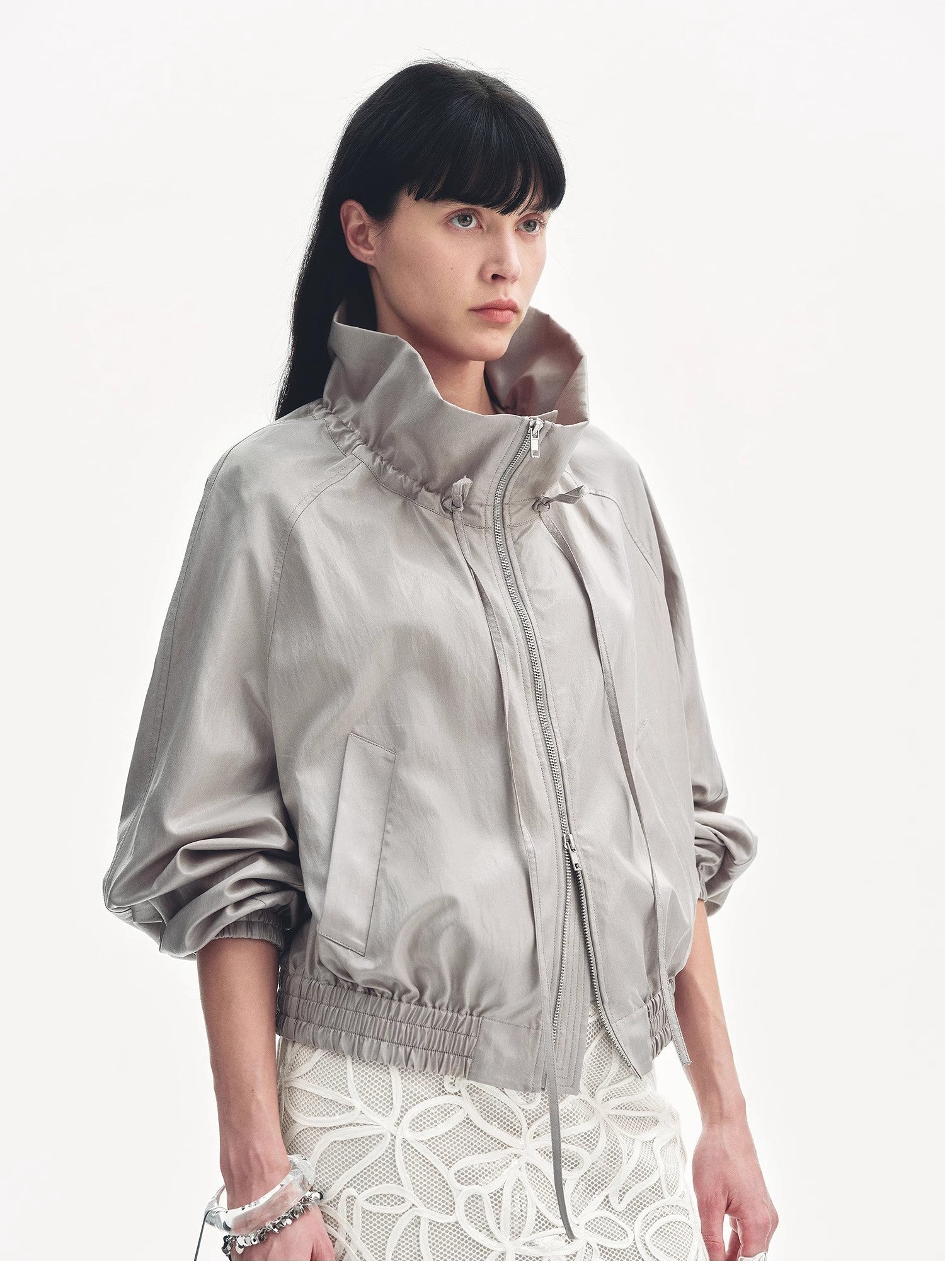 "Front Page Daily" drawstring raglan sleeve straight collar jacket summer - variant_title
