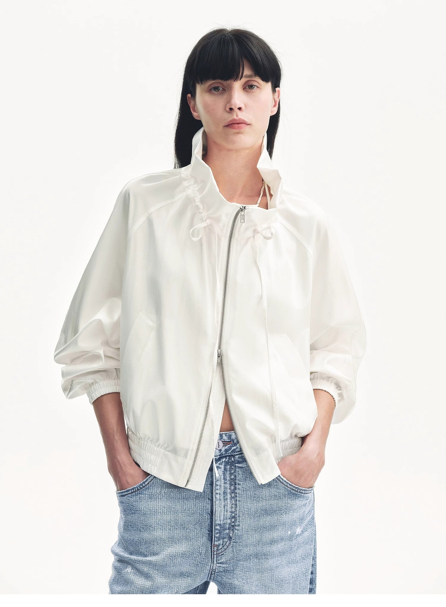 "Front Page Daily" drawstring raglan sleeve straight collar jacket summer - variant_title