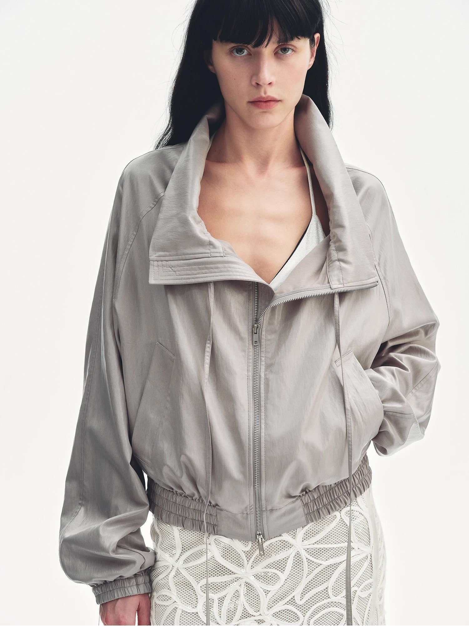 "Front Page Daily" drawstring raglan sleeve straight collar jacket summer - variant_title