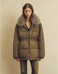 Firelady Frost Wild tea break fur-trim down parka front view
