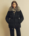 Firelady Frost Wild black fur-trim down parka front view