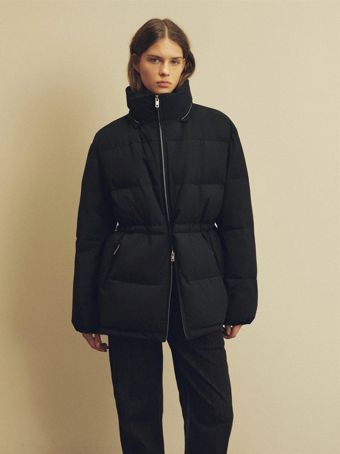 Firelady Frost Wild black down parka outfit view