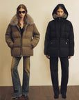 Firelady Frost Wild fur-trim down parka hood detail