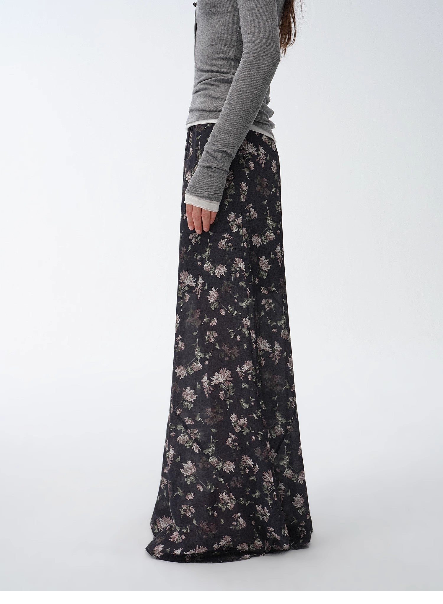 "Gallery Dusse" Vintage Print Straight Draped Skirt - variant_title