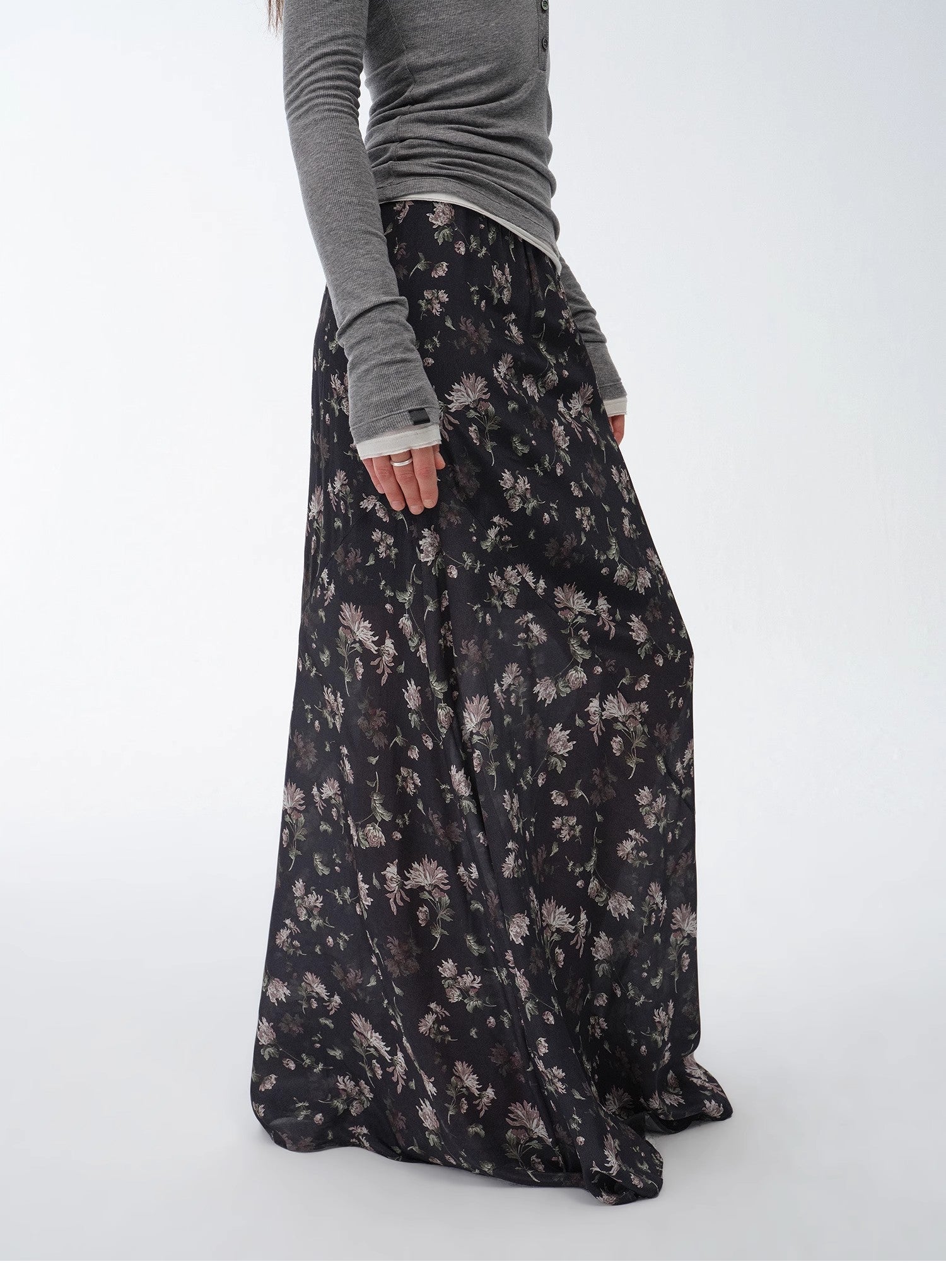 "Gallery Dusse" Vintage Print Straight Draped Skirt - variant_title