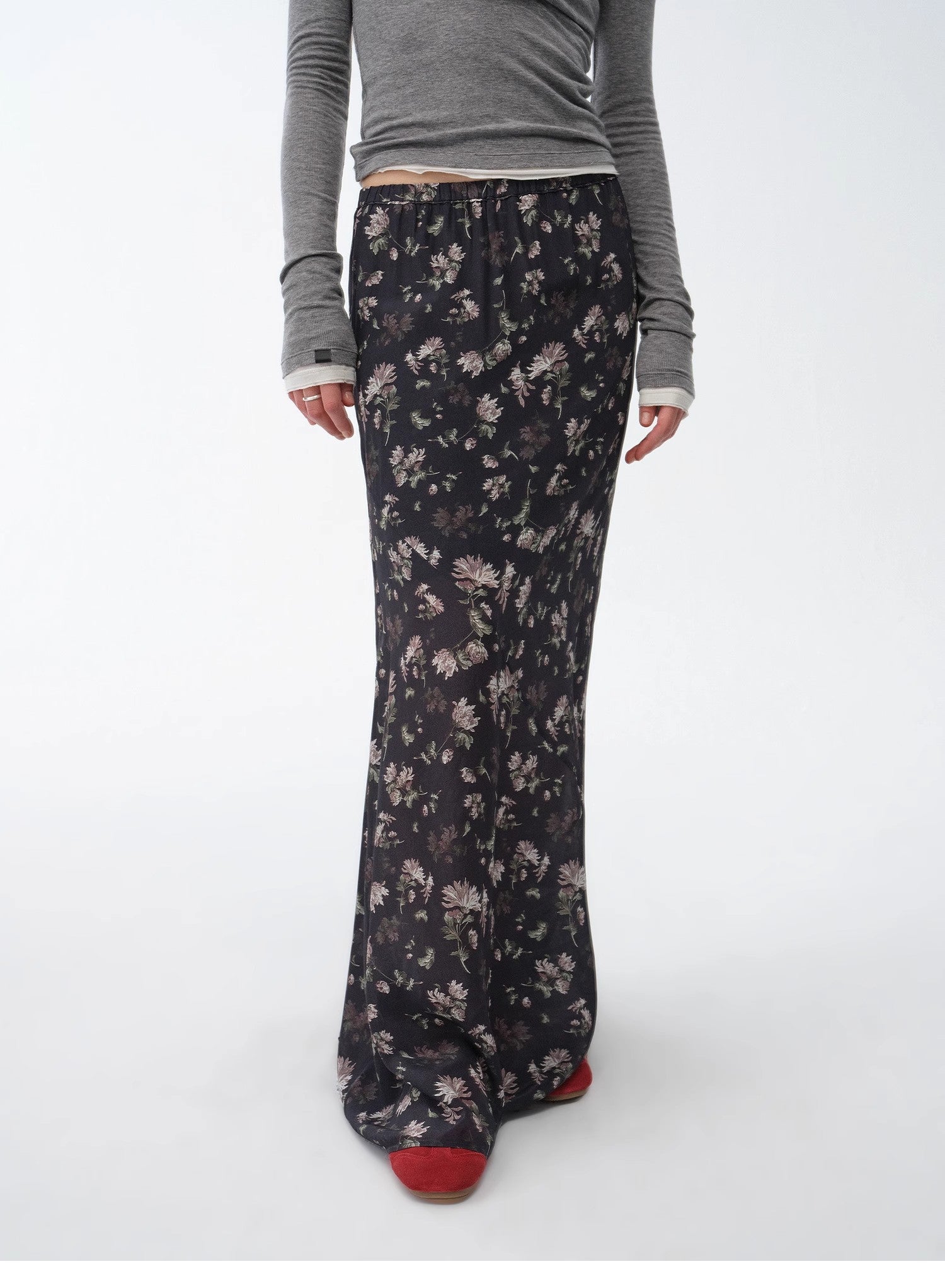 "Gallery Dusse" Vintage Print Straight Draped Skirt - variant_title