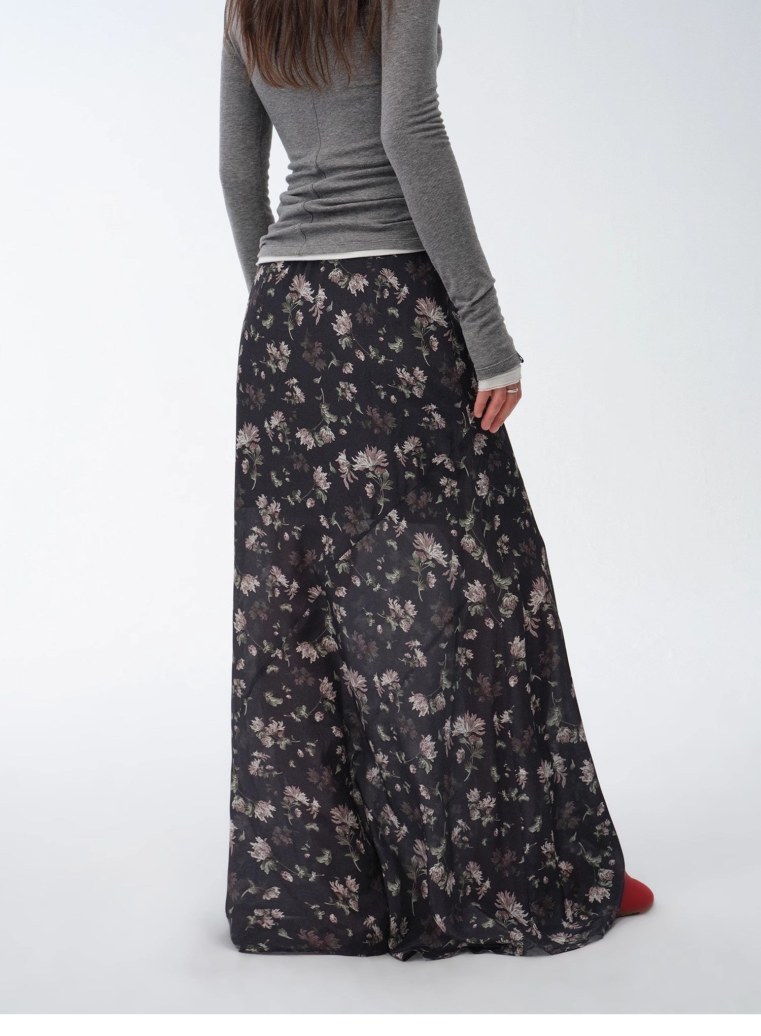 "Gallery Dusse" Vintage Print Straight Draped Skirt - variant_title