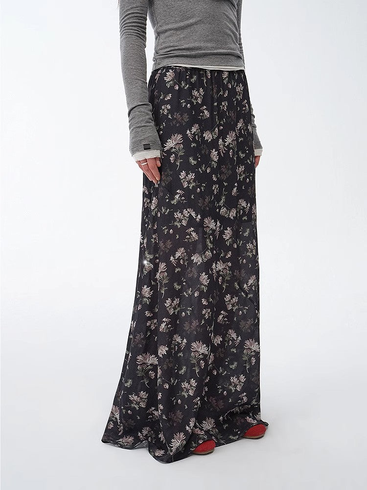 "Gallery Dusse" Vintage Print Straight Draped Skirt - variant_title