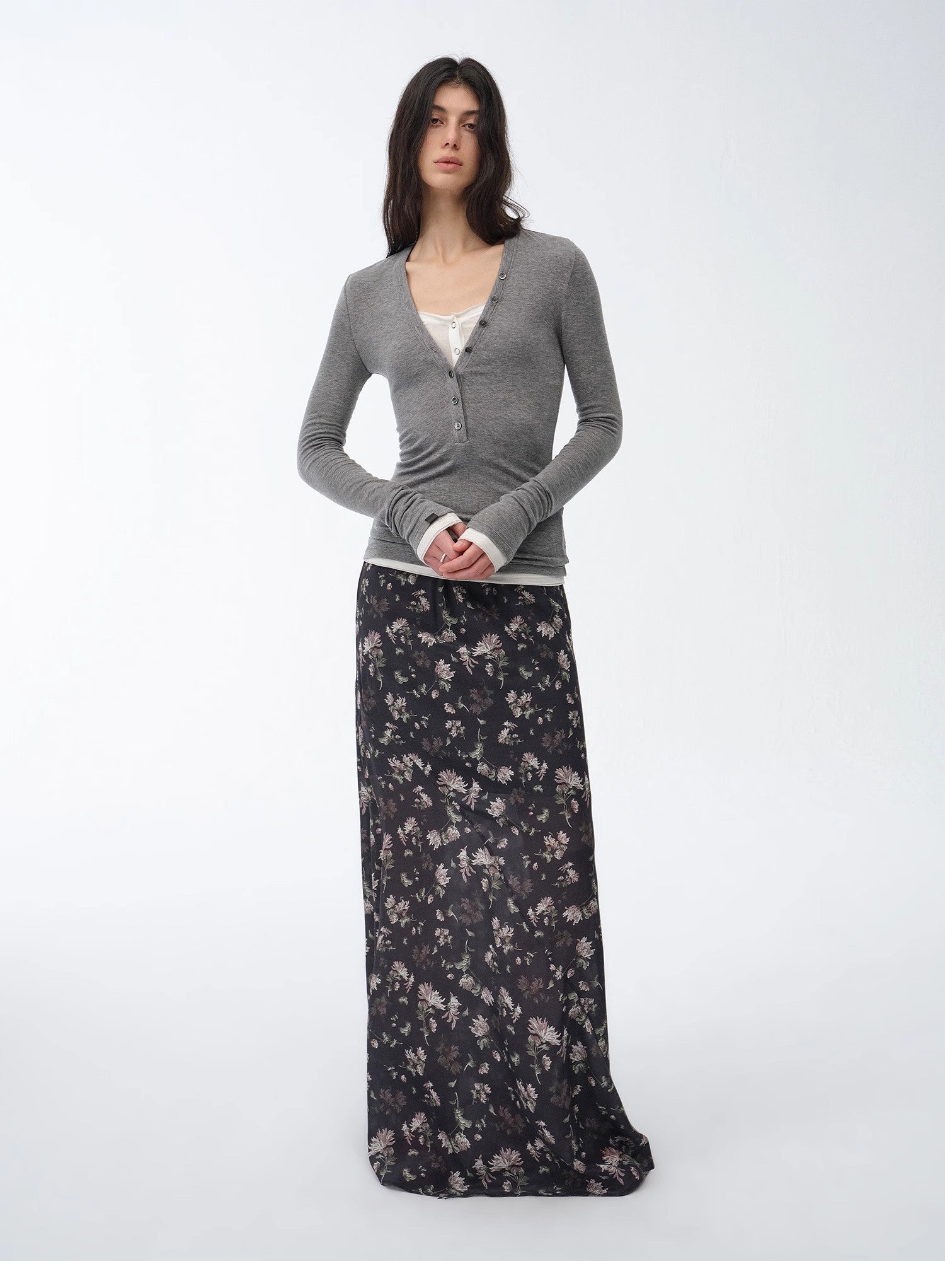 "Gallery Dusse" Vintage Print Straight Draped Skirt - variant_title