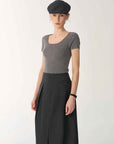 German Yangtze machine washable wool round neck slim short sleeve top for women - variant_title