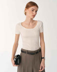 German Yangtze machine washable wool round neck slim short sleeve top for women - variant_title