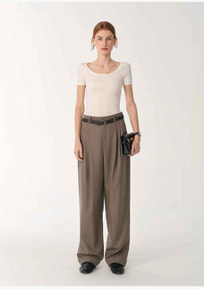 German Yangtze machine washable wool round neck slim short sleeve top for women - variant_title