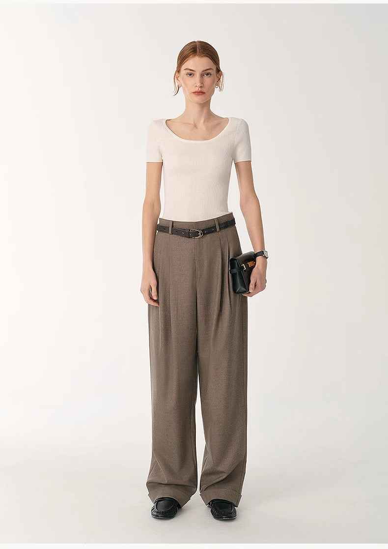 German Yangtze machine washable wool round neck slim short sleeve top for women - variant_title
