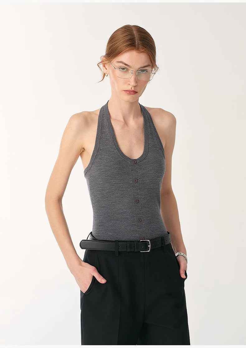 German Yangzi 48S machine washable wool all - match halter neck jumpsuit for women - variant_title