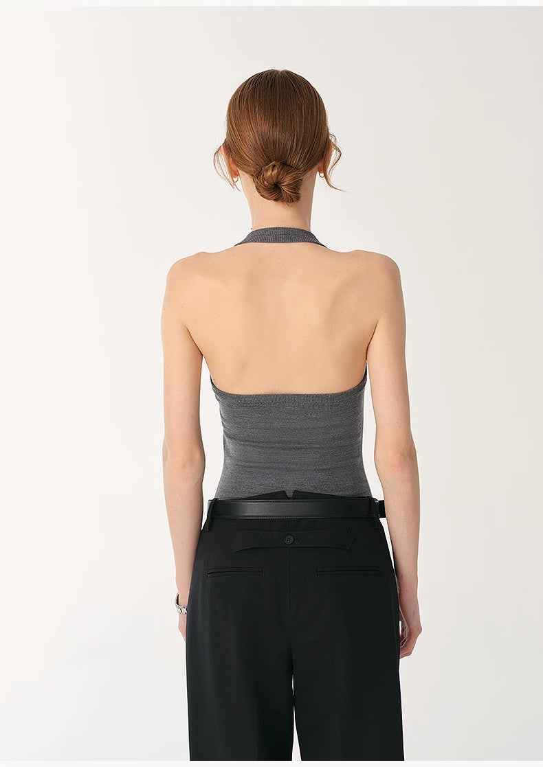 German Yangzi 48S machine washable wool all - match halter neck jumpsuit for women - variant_title