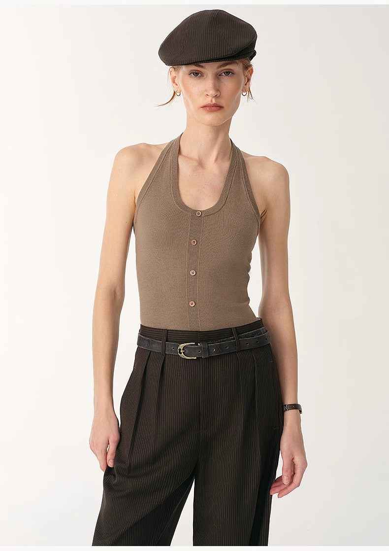 German Yangzi 48S machine washable wool all - match halter neck jumpsuit for women - variant_title