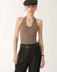 German Yangzi 48S machine washable wool all - match halter neck jumpsuit for women - variant_title