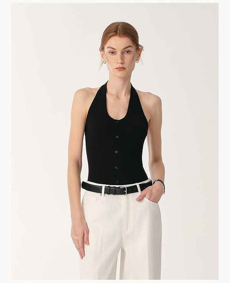 German Yangzi 48S machine washable wool all - match halter neck jumpsuit for women - variant_title