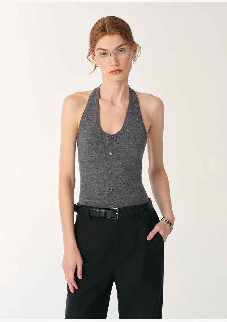 German Yangzi 48S machine washable wool all - match halter neck jumpsuit for women - variant_title