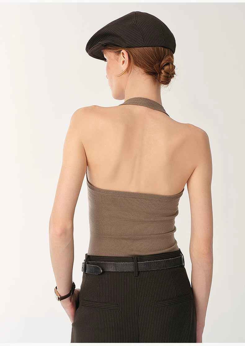 German Yangzi 48S machine washable wool all - match halter neck jumpsuit for women - variant_title