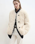 "Ghost Horse Girl" merino curly sweetheart collar straight fur coat - variant_title