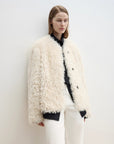 "Ghost Horse Girl" merino curly sweetheart collar straight fur coat - variant_title