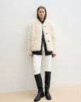 "Ghost Horse Girl" merino curly sweetheart collar straight fur coat - variant_title