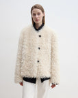 "Ghost Horse Girl" merino curly sweetheart collar straight fur coat - variant_title