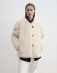 "Ghost Horse Girl" merino curly sweetheart collar straight fur coat - variant_title