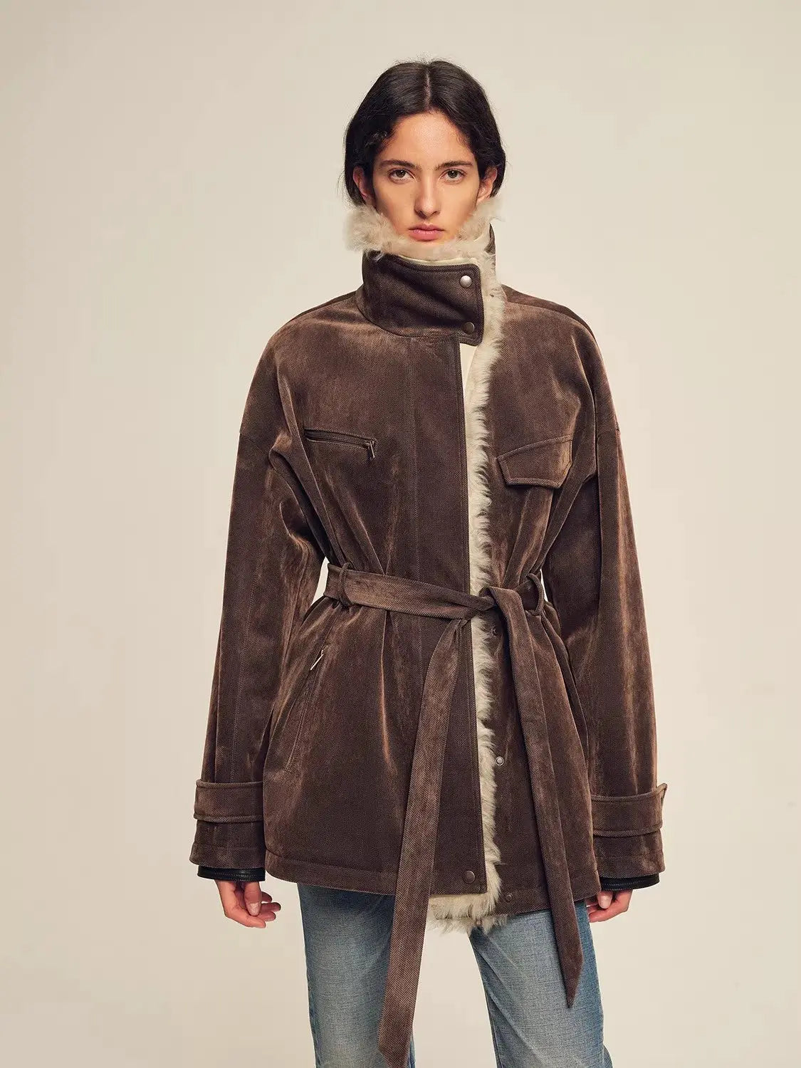 Firelady Fur Glacier Traveler dark brown goose down parka without shearling collar