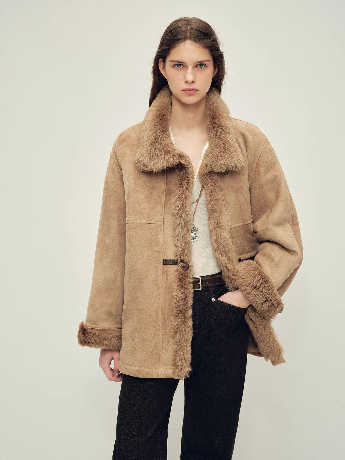 Glam Belle Tuscan curly wool shearling jacket product image 02