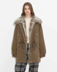 Firelady Fur Green Mile Miracle dark brown goose down parka front model view