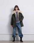 Firelady Fur Green Mile Miracle army green parka full-length front view