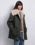 Firelady Fur Green Mile Miracle army green Toscana shearling parka three-quarter view