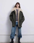 Firelady Fur Green Mile Miracle army green goose down parka styled full-body view